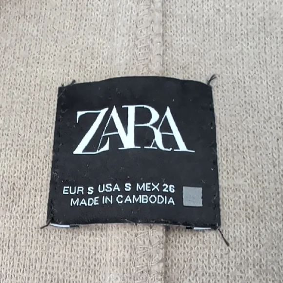 Zara Womens Beige Long Sleeve Collared Open Front Trench Coat Size S - Picture 6 of 6